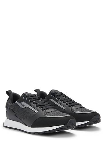 Vaatteet BOSS HUGO Mixed-Material Monogrammed Upper Musta | 50536205