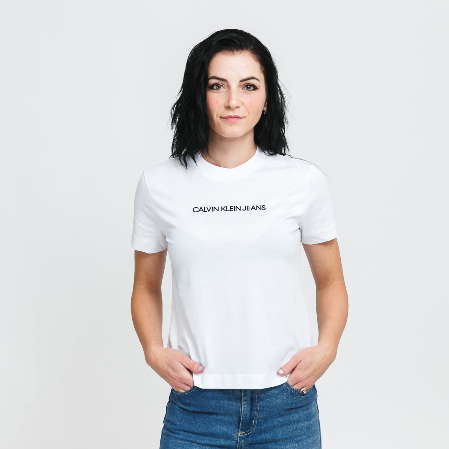 T-paita CALVIN KLEIN Shrunken Institution Tee Valkoinen | J20J216251 YAF, 0