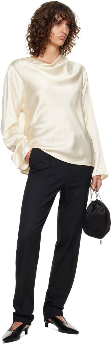 Paita Loulou de Saison Loulou de Saison Riddy Draped Satin Blouse Valkoinen | RIDDY, 3