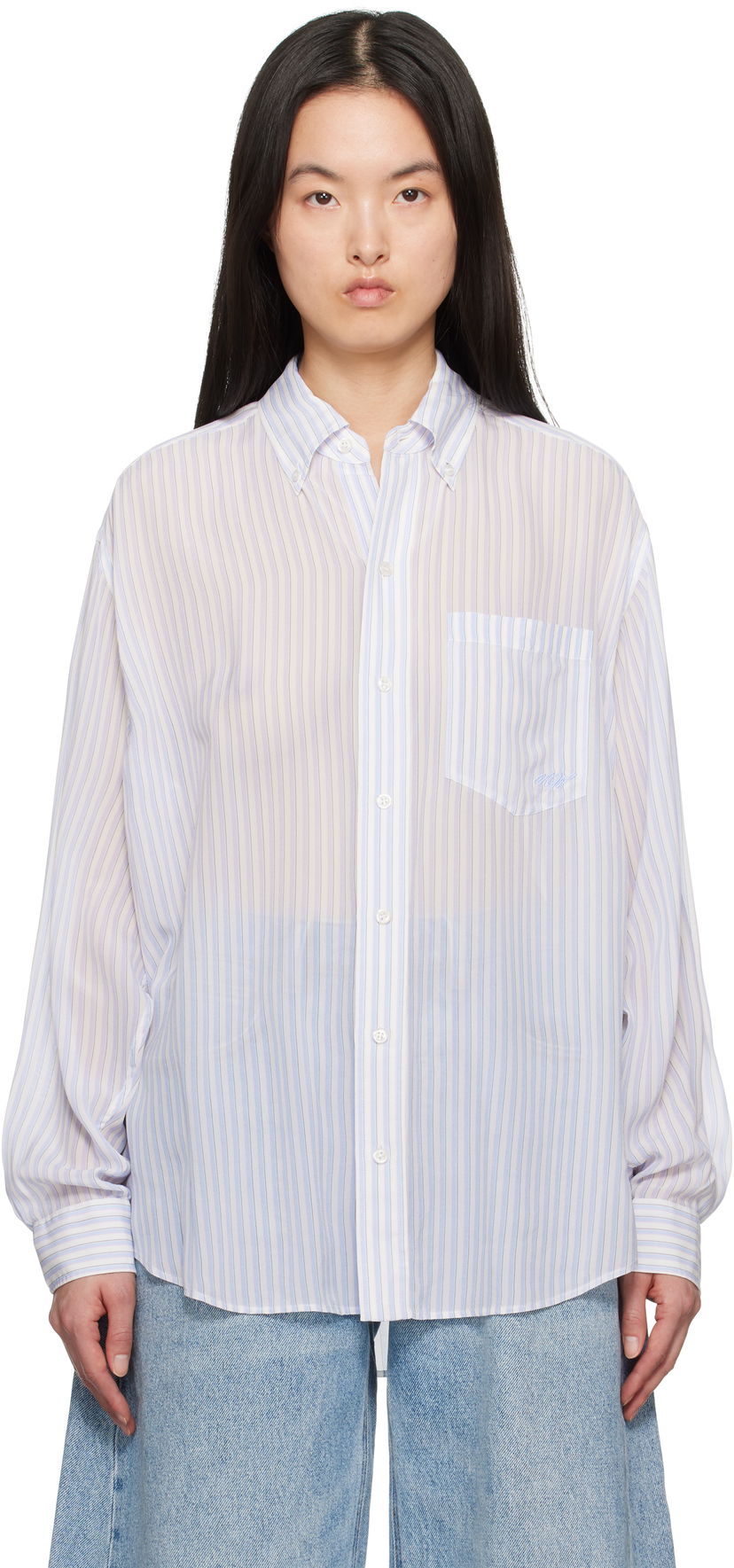 Paita Alexander Wang Alexander Wang Oversize Silk Chiffon Shirt Valkoinen | 1WC2251012