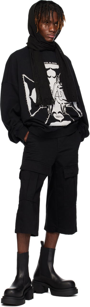 Huppari We11done We11done Heart-Cross Long-Sleeved Muffler Hoodie Musta | WD-TH0-25-845-U-BK, 3