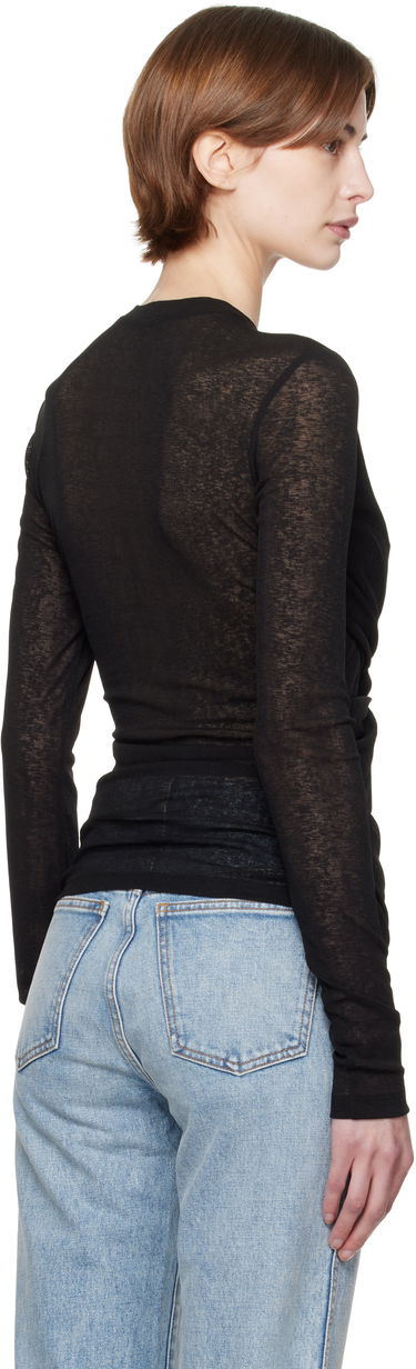 Villapaita Nanushka Nanushka Izolda Draped Mesh Jersey T-Shirt Musta | NW25RSTP16499, 2