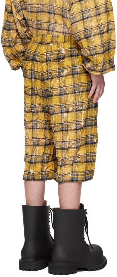Shortsit We11done We11done Crinkled Check Shorts Keltainen | WD-PT1-23-254-U-YE, 2