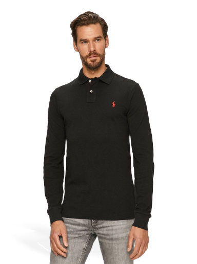Poolopaita Polo by Ralph Lauren Long Sleeve Slim Fit Polo Musta | 710681126037