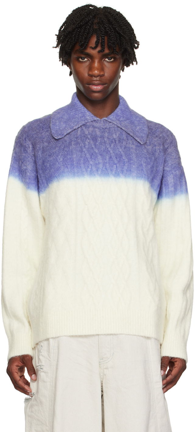 Villapaita ADER ERROR Gradient Oversized Polo Sweater Sininen | BMADFWKT0101IV