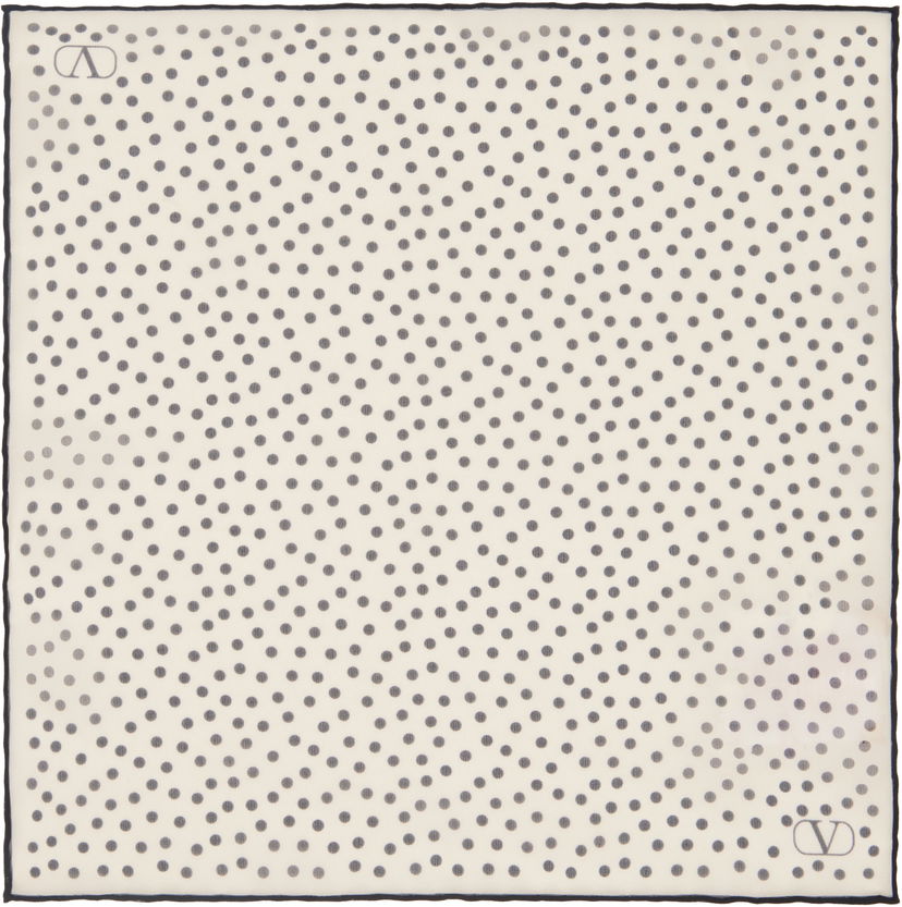 Huivi Valentino Valentino Garavani Chez Silk Pocket Square with Polka Dots Valkoinen | 6W0EX002XFR