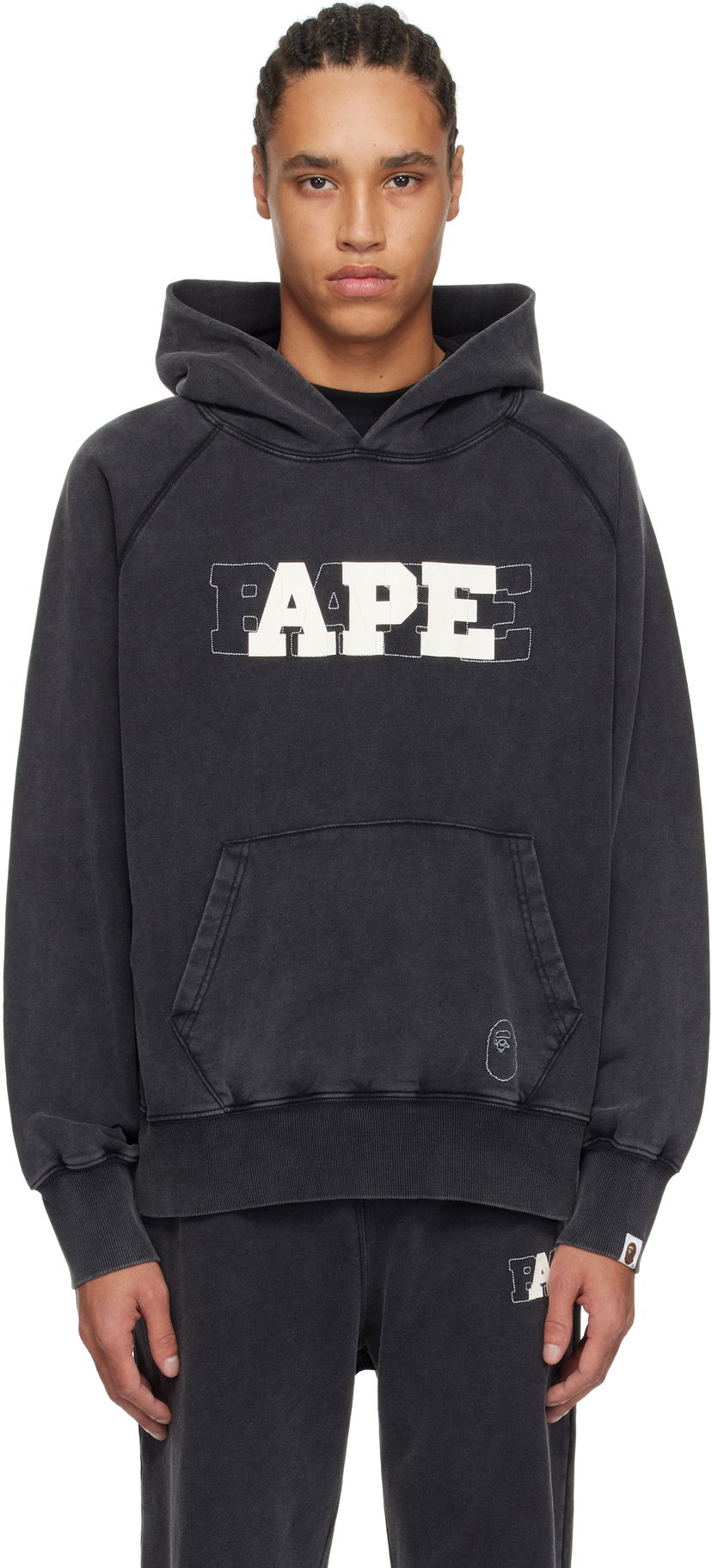 Huppari BAPE A Bathing Ape Washed Effect Relaxed Fit Hoodie Musta | 001PPK801001M