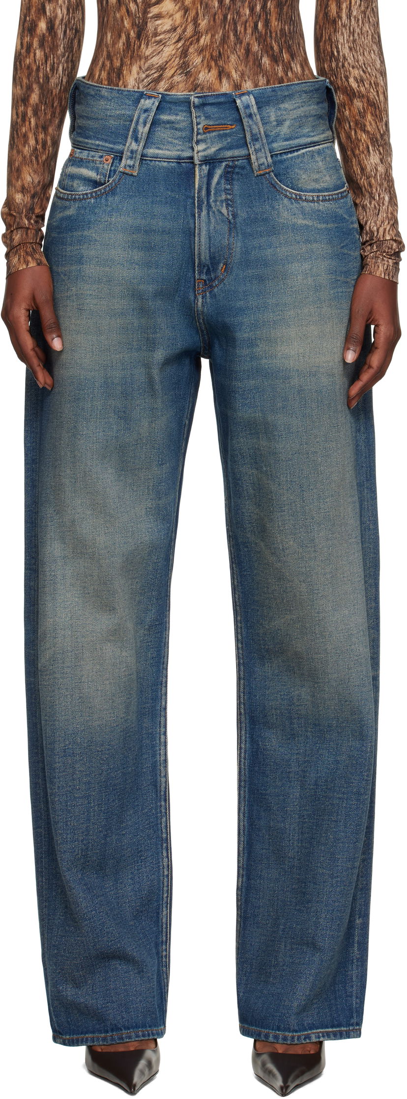 Jeans Maison Margiela MM6 Maison Margiela 5-Pocket Slub Jeans Sininen | S52LA0259 M30017