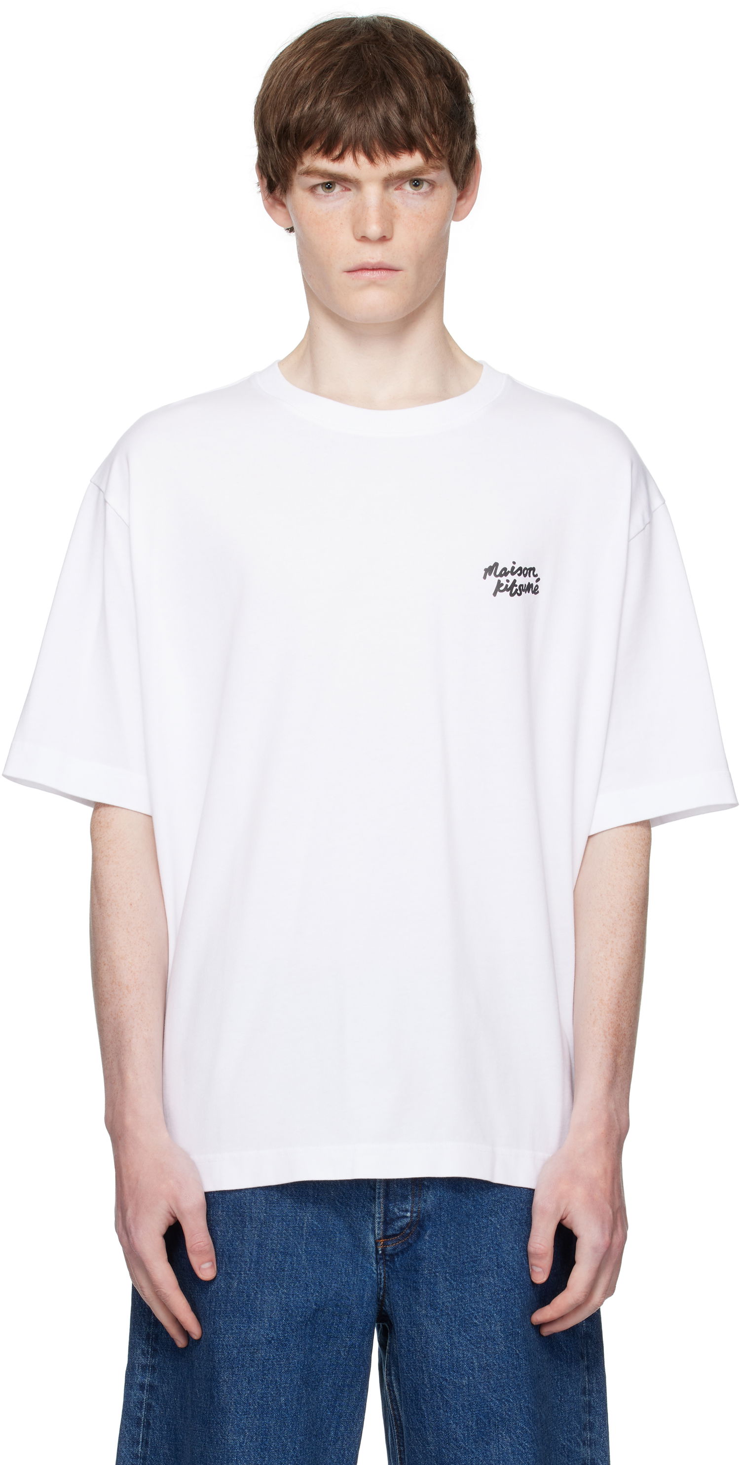T-paita MAISON KITSUNÉ Maison Kitsuné Handwriting Oversized T-Shirt Valkoinen | PM00110KJ0119, 0