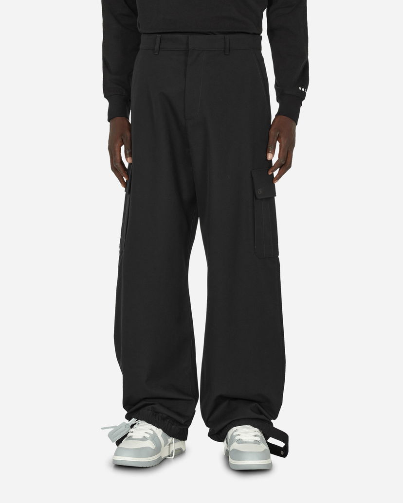 Cargo housut Off-White Embroidered Wool Cargo Pants Black Musta | OMCF037F23FAB001 1010