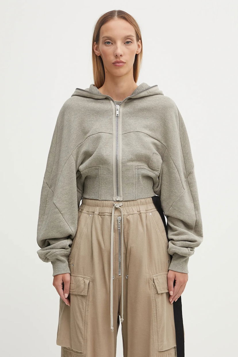 Huppari Rick Owens Rick Owens DRKSHDW Collage Gimp Cropped Hoodie Harmaa | DS02E7233.FGM