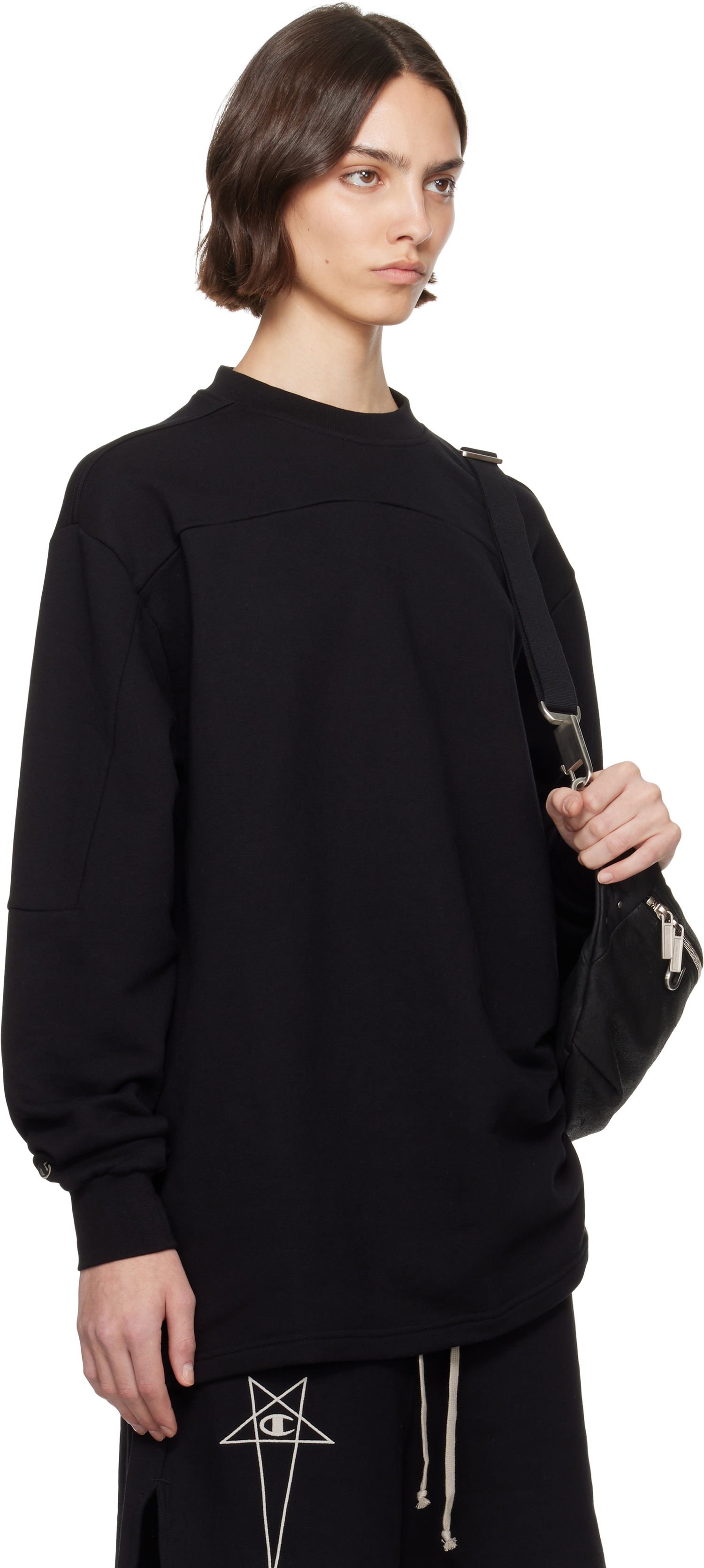Huppari Rick Owens Rick Owens Champion Edition Girdered Sweatshirt Musta | CW01E1671 CHFE, 1