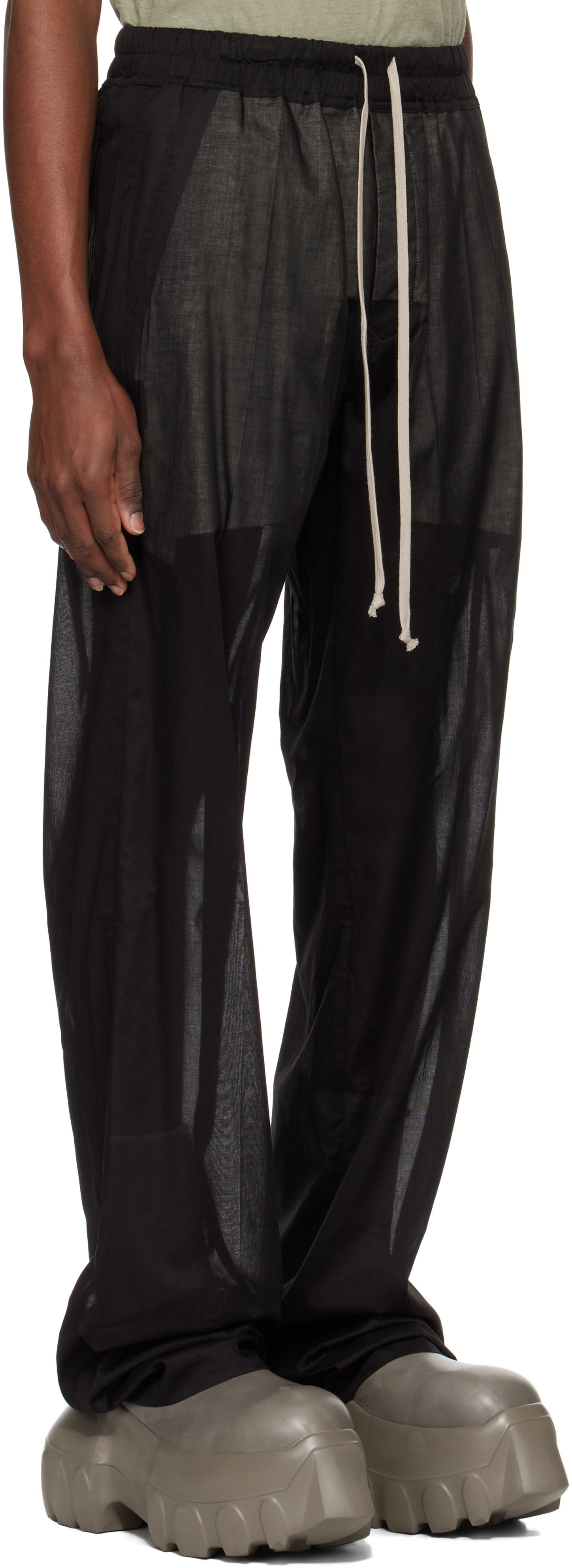 Housut Rick Owens Rick Owens Hollywood Dietrich Drawstring Trousers Musta | RU01E5378 CV, 1