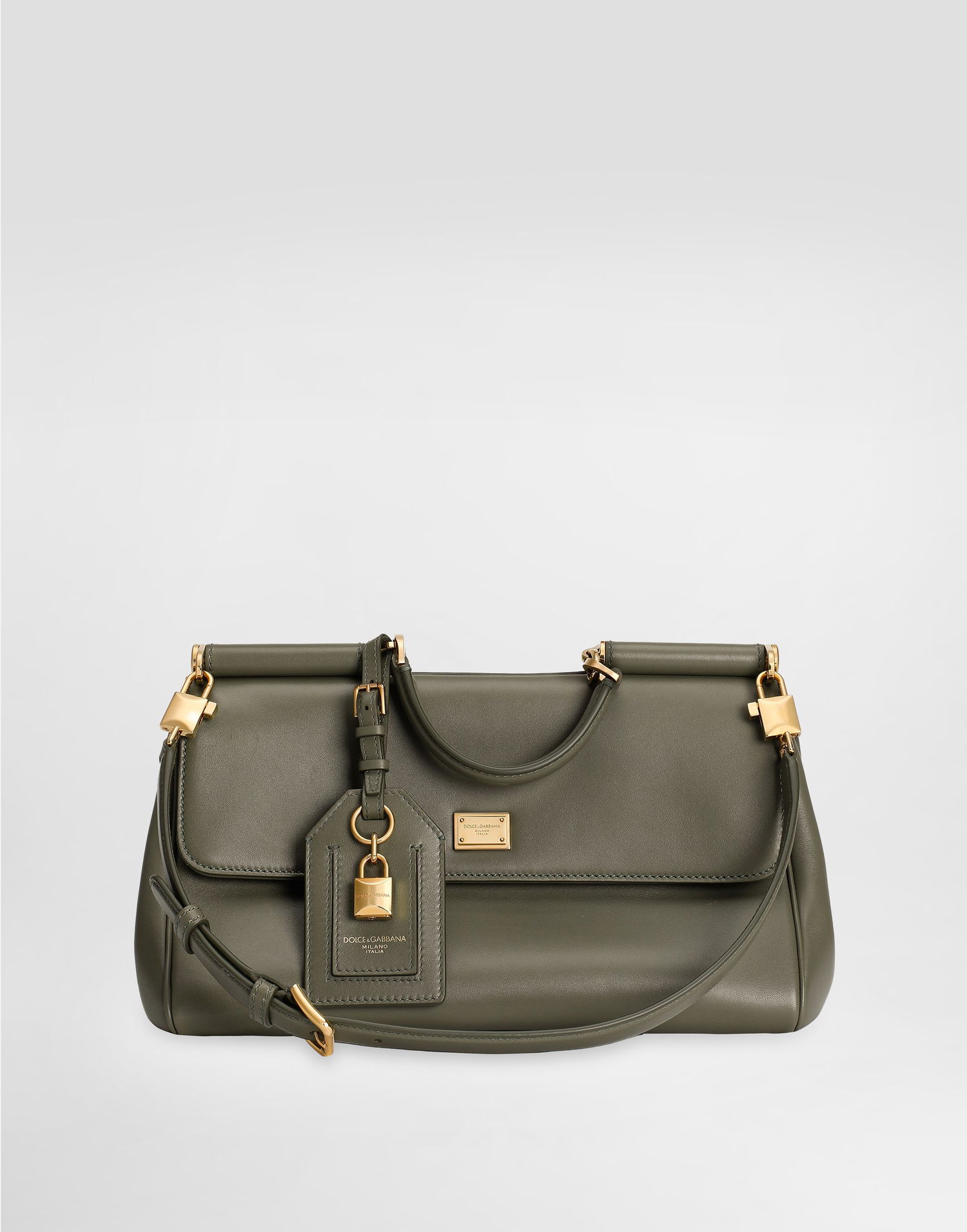 Käsilaukku Dolce & Gabbana Dolce & Gabbana My Sicily Leather Top-Handle Bag with Lock Charm Vihreä | BB7782B732180560, 0