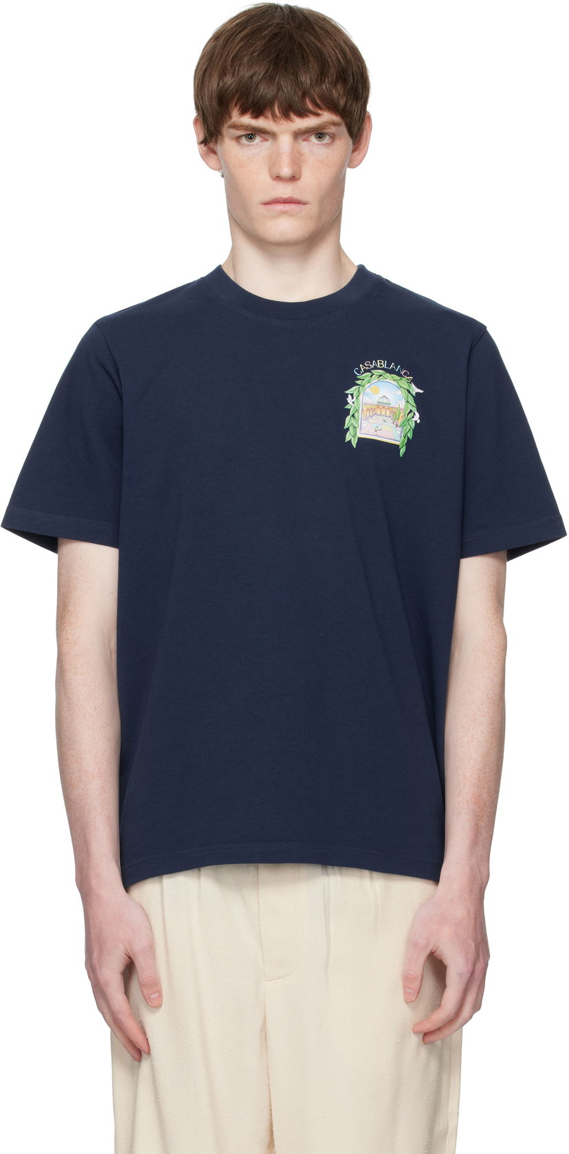 T-paita Casablanca Casablanca L'Arche De Tennis T-Shirt Tummansininen | MPF25-JTS-001-14-EX-FLANNELS