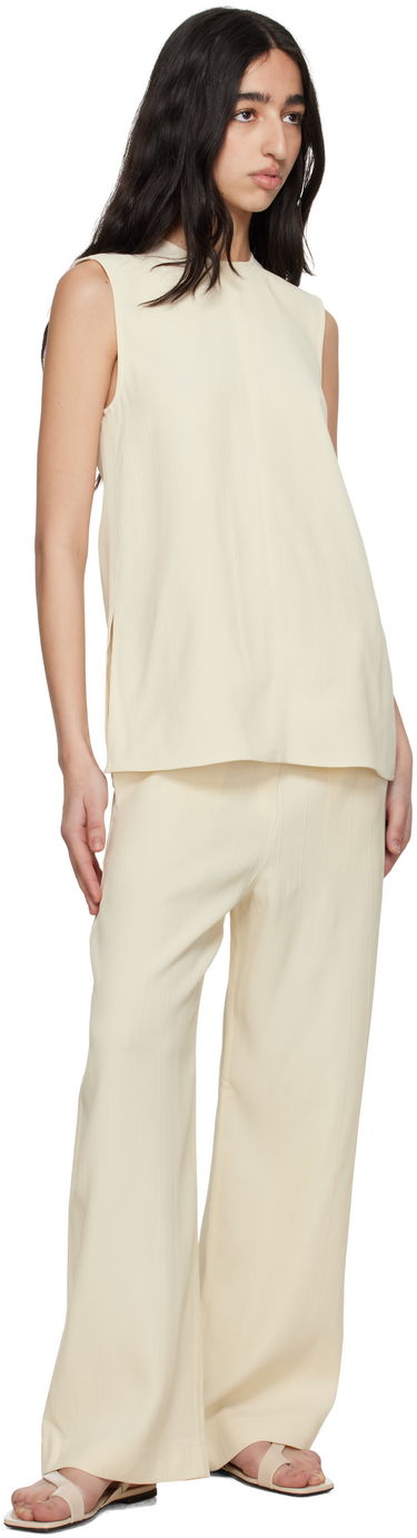 Haalari TOTEME TOTEME Woven Stripe Drawstring Trousers Beige | 252-WRB1709-FB0192, 3