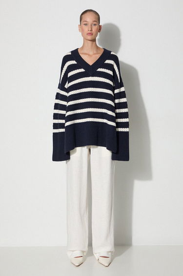 Villapaita Samsoe Samsoe Samsoe Samsoe Striped V-Neck Sweater Tummansininen | F23300195, 1