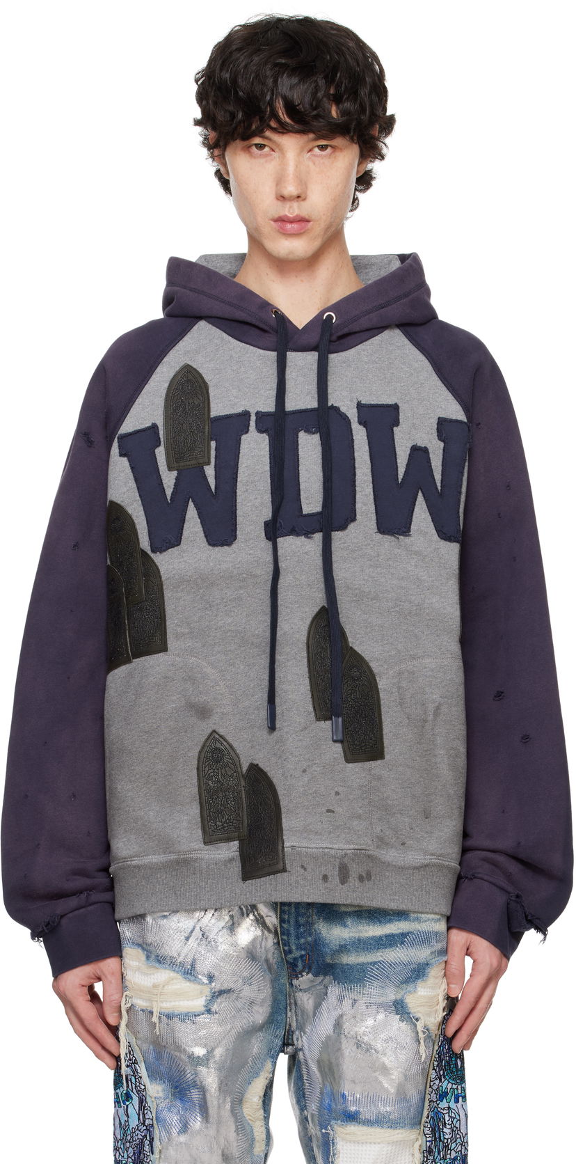 Huppari Who Decides War Faded 'WDW' Hoodie Harmaa | 1110090021FW24