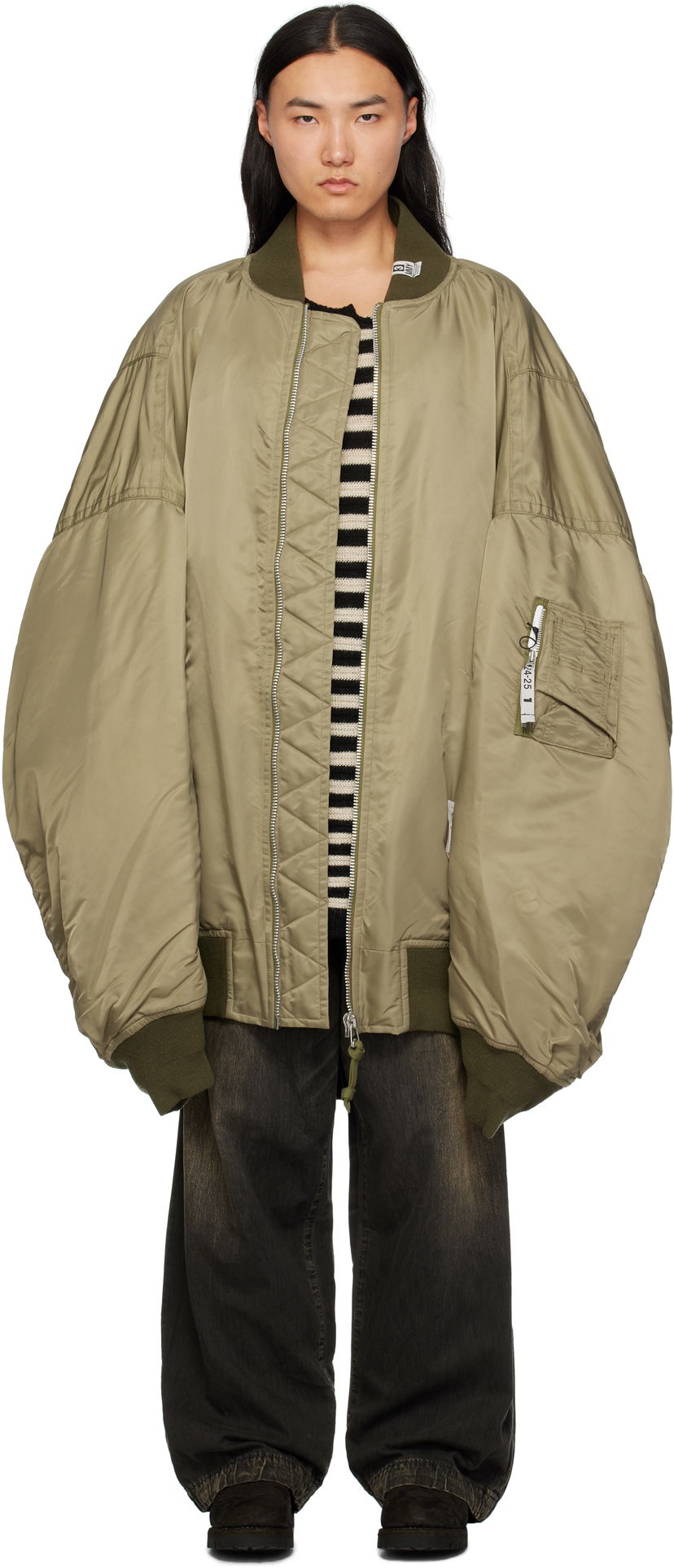 Bomber-takki Maison MIHARA YASUHIRO Huge Flight Bomber Jacket Vihreä | A13BL054