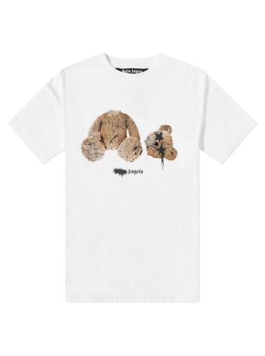 T-paita Palm Angels Spray Logo Kill The Bear Tee Valkoinen | PMAA001F21JER0270160