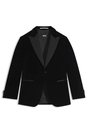 Takki BOSS Slim-fit tuxedo jacket in cotton velvet Musta | 50551552, 0