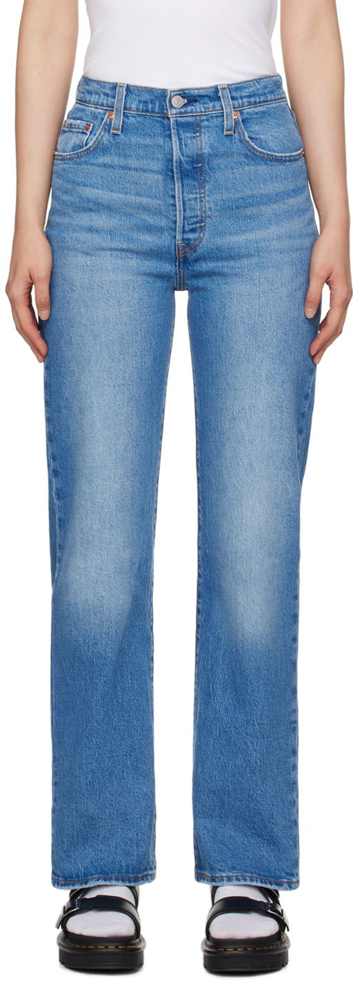 Housut ja farkut Levi's Blue Ribcage Full Length Jeans Sininen | 79078-0008