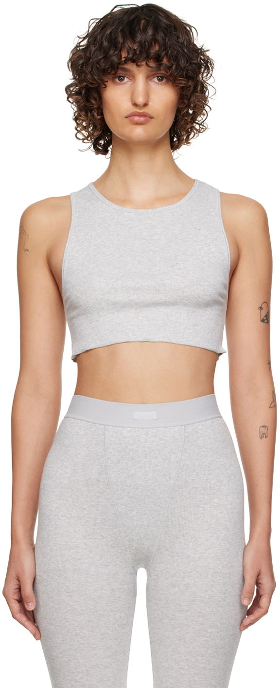 Tankkitoppi SKIMS SKIMS Cotton Rib Super Crop Tank Top Harmaa | AP-CRP-1399
