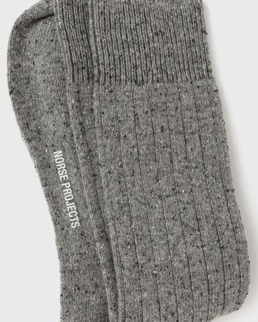 Sukat NORSE PROJECTS Bjarki Neps Wool Rib Sock Harmaa | N82-0008-1500, 2
