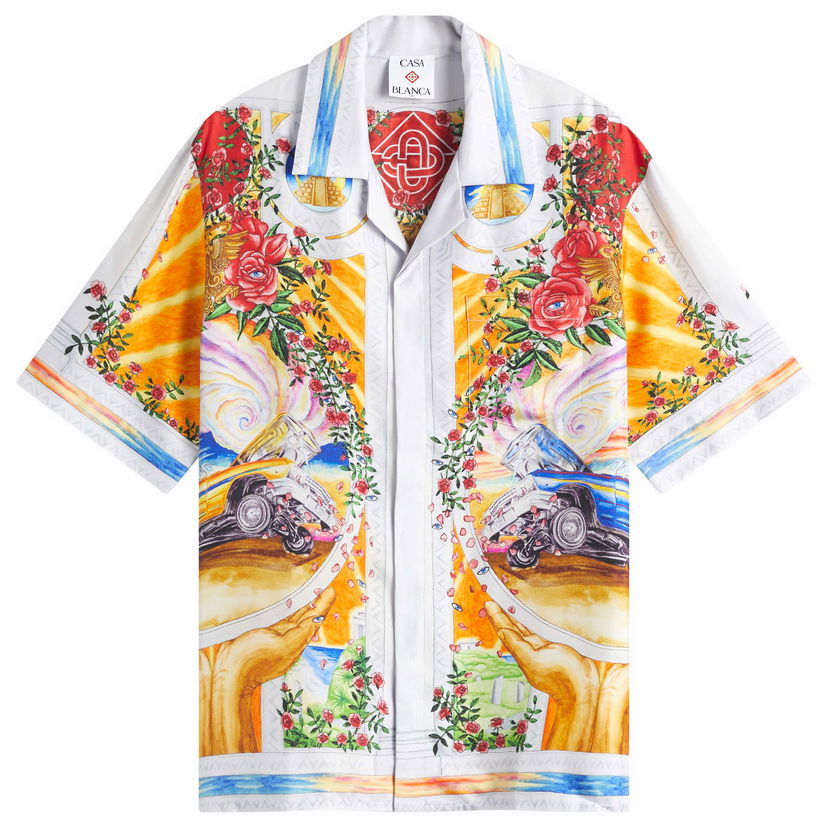 Paita Casablanca Casablanca Silk Cuban Collar Short Sleeve Shirt Monivärinen | U-MS25-SH-003-05