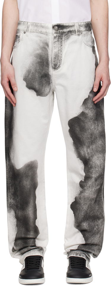 Jeans Balmain Balmain Regular Fit Moon Print Jeans Valkoinen | EH0MI043DE39, 0