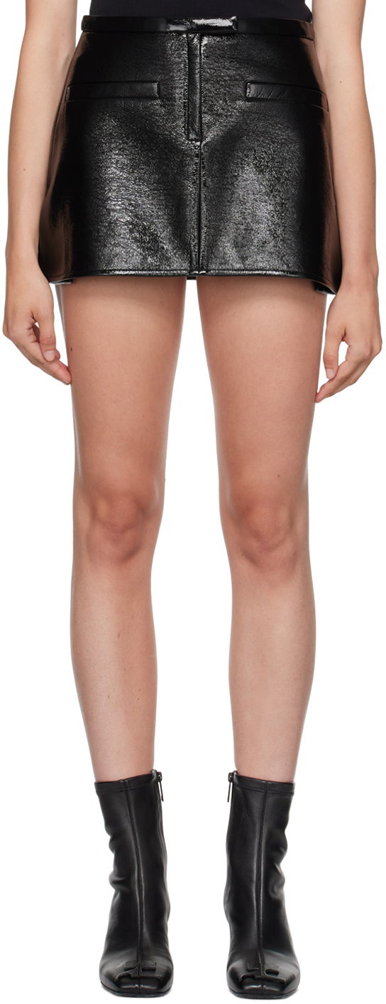Hame Courrèges Courrèges Women's Trapeze Leather Miniskirt Musta | 323CJU116VY0014