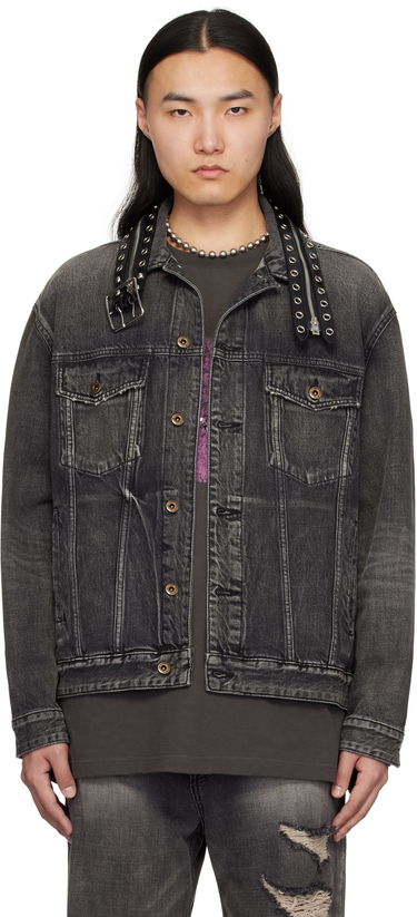 Takki We11done We11done Belted Collar Denim Jacket Musta | WD-DJ0-25-315-U-BK, 0