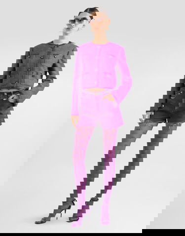 Takki Dolce & Gabbana Dolce & Gabbana Rachel Tweed Single-Breasted Jacket Violetti | F27GOTFMTACF0571, 3