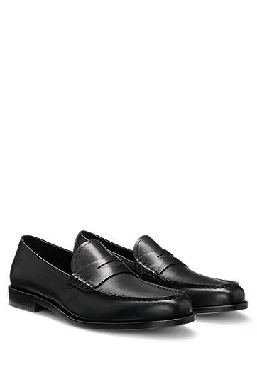 Tennarit ja kengät BOSS Smooth Leather Penny Loafers Musta | 50548278