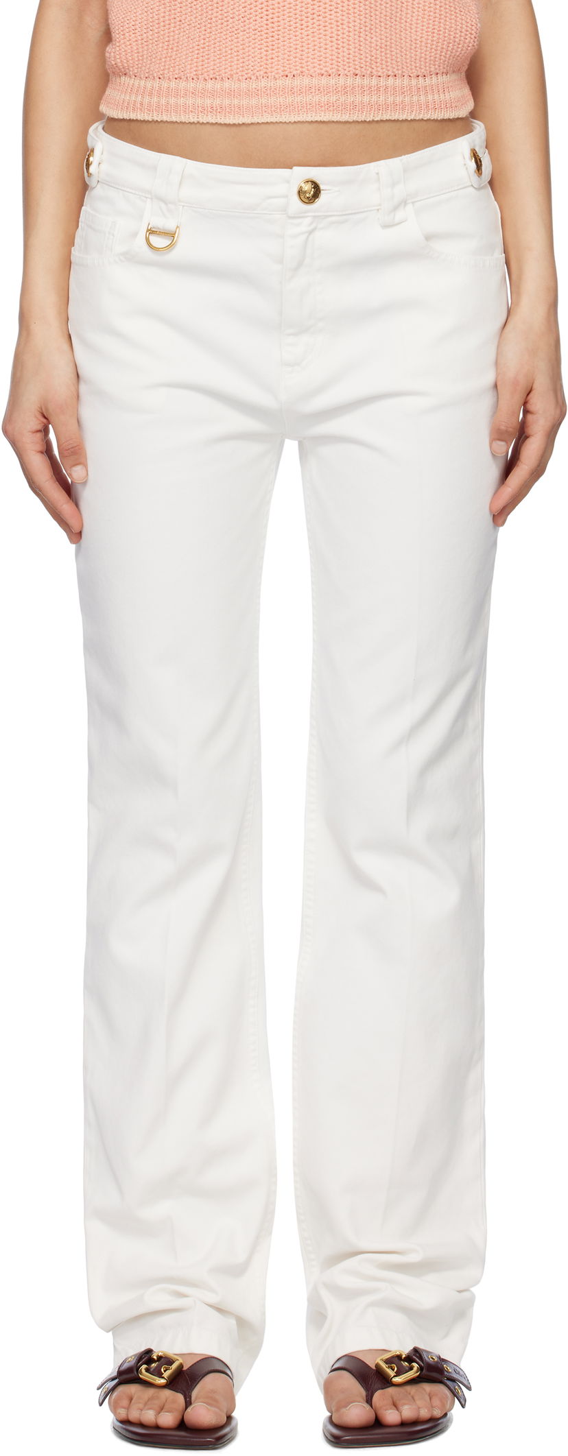 Housut CHLOÉ Chloé Straight Leg Pants Valkoinen | CH25SPA12365