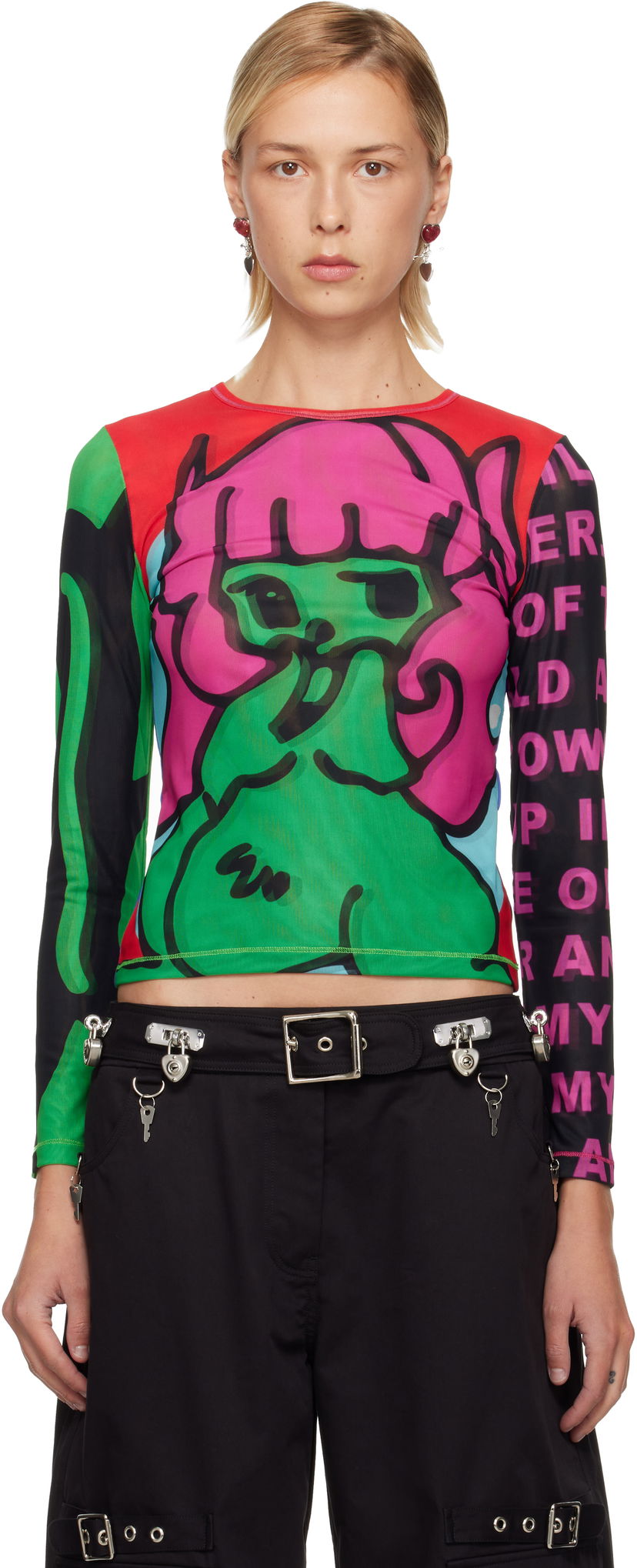 T-paita Chopova Lowena Graphic Print Tiny Mesh Long Sleeve T-Shirt Monivärinen | 2416