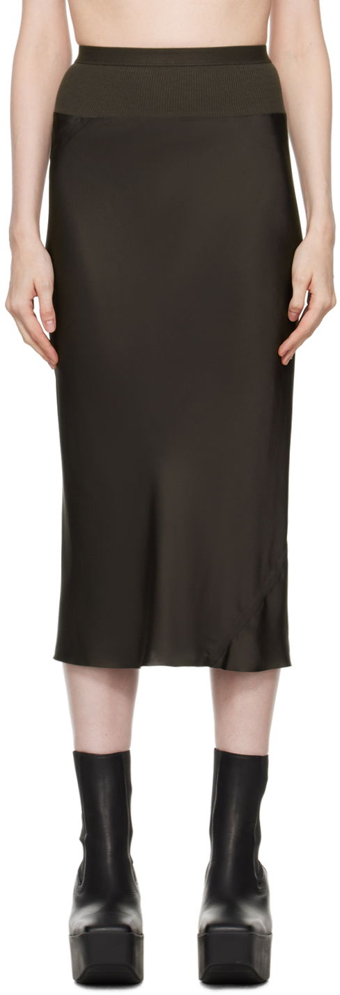 Hame Rick Owens Gray Porterville Knee Bias Midi Skirt Musta | RP02D3332 SCH