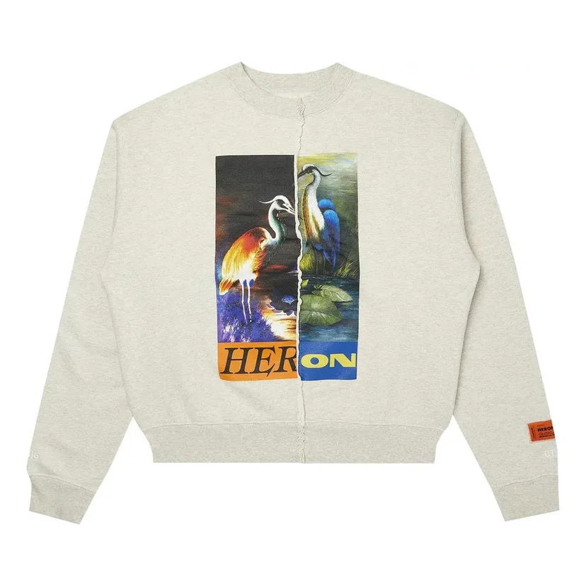 Villapaita HERON PRESTON Heron Preston Split Herons Crewneck Sweatshirt Harmaa | HMBA018F21JER0010822