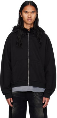 Faux Fur Trim Zip-Up Hoodie