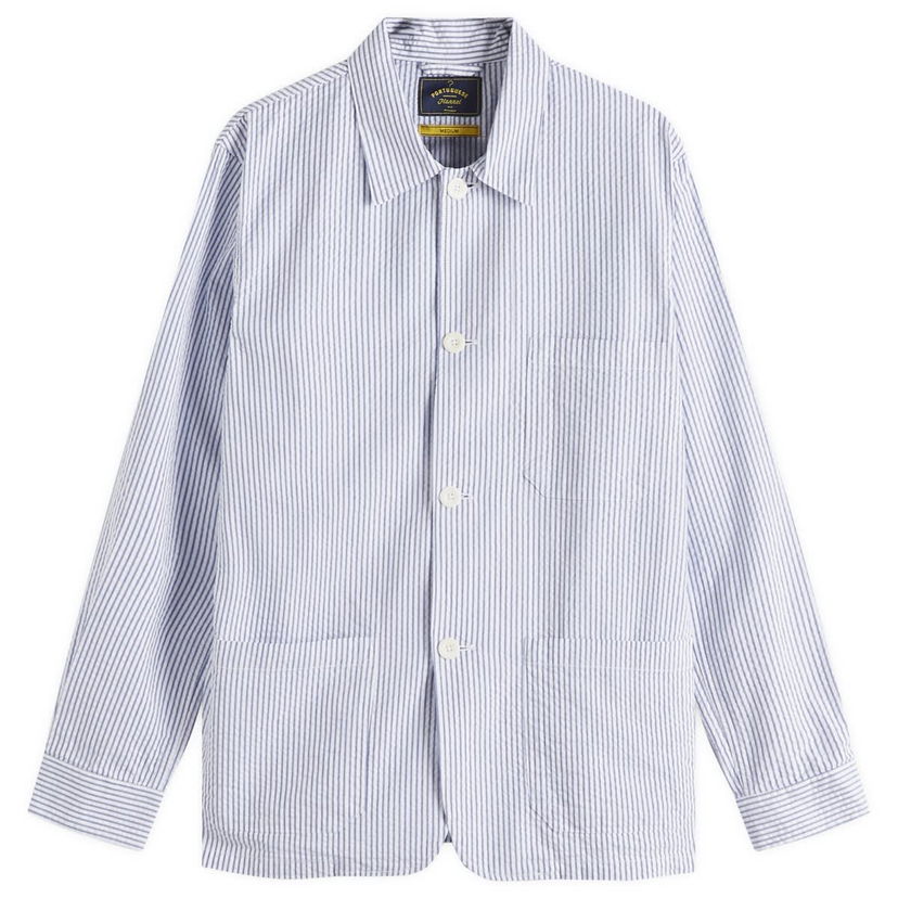 Paita Portuguese Flannel Labura Stripe Seersucker Chore Jacket, Size Large Sininen | SS25-049-BLW