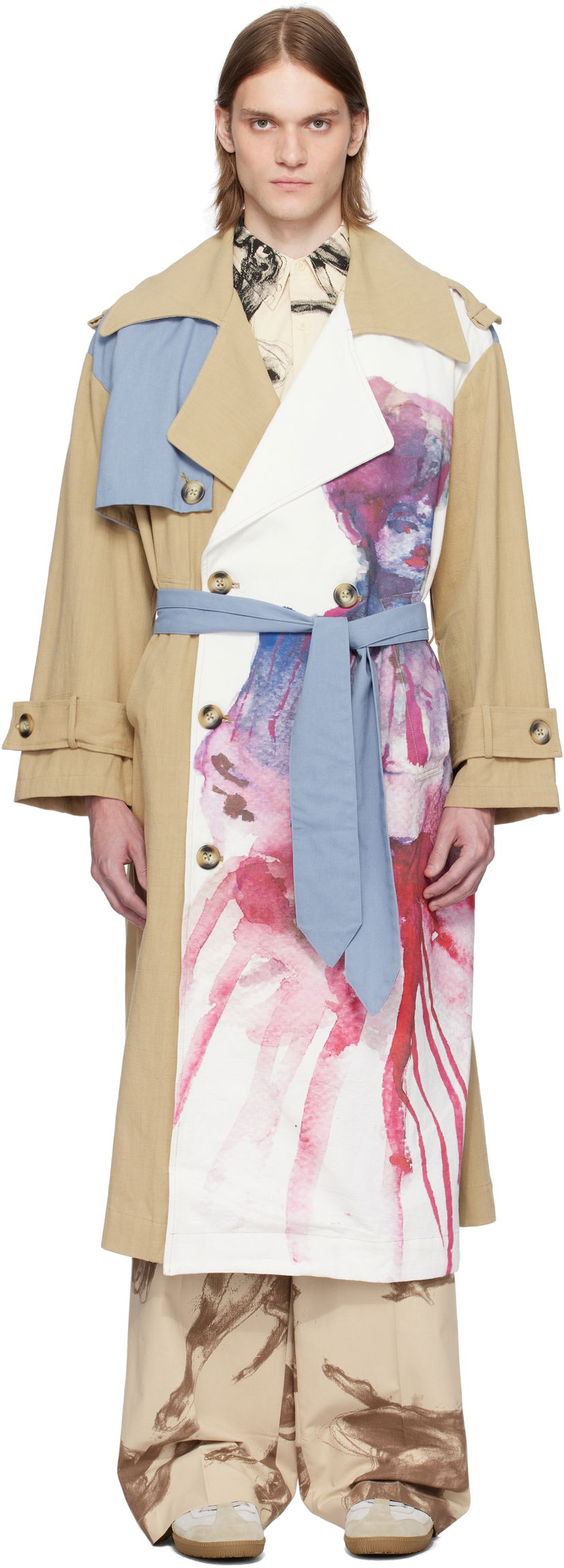 Trenssitakki KidSuper KidSuper Painted Girl Trench Coat Sininen | SS25-OW-23