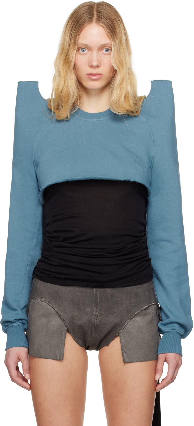 Villapaita Rick Owens Rick Owens DRKSHDW Hollywood Cropped Sweatshirt Sininen | DS01E3213 F