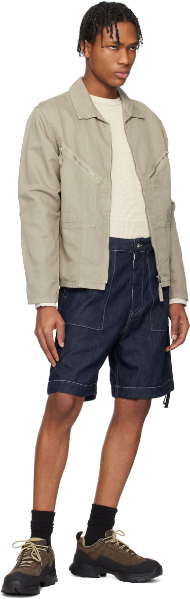 Bomber-takki C.P. Company C.P. Company Cotton Linen Zip Overshirt Beige | 18CMOS103A-006273G, 4