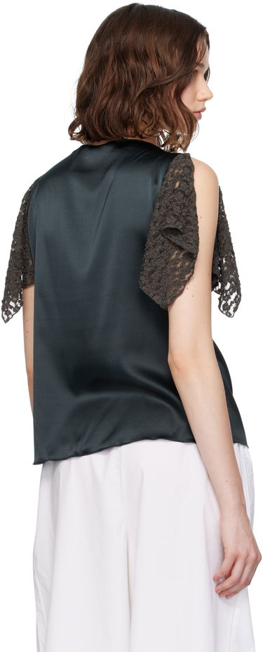 Tankkitoppi Baserange Baserange Olin Silk Blouse with Lace Sleeves Vihreä | TOOL-SS-SU25, 2