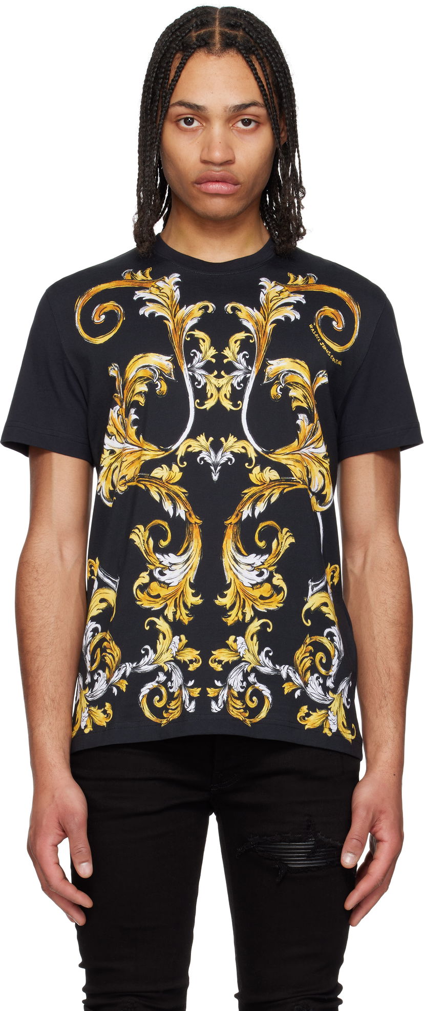 T-paita Versace Versace Jeans Couture Barocco Outline T-Shirt Musta | E78GAH6SB_EJS461