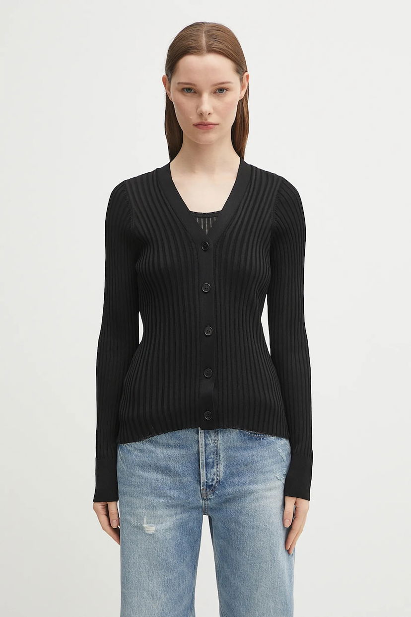 Villapaita Anine Bing Matheo Ribbed V-Neck Cardigan Musta | A.09.10942