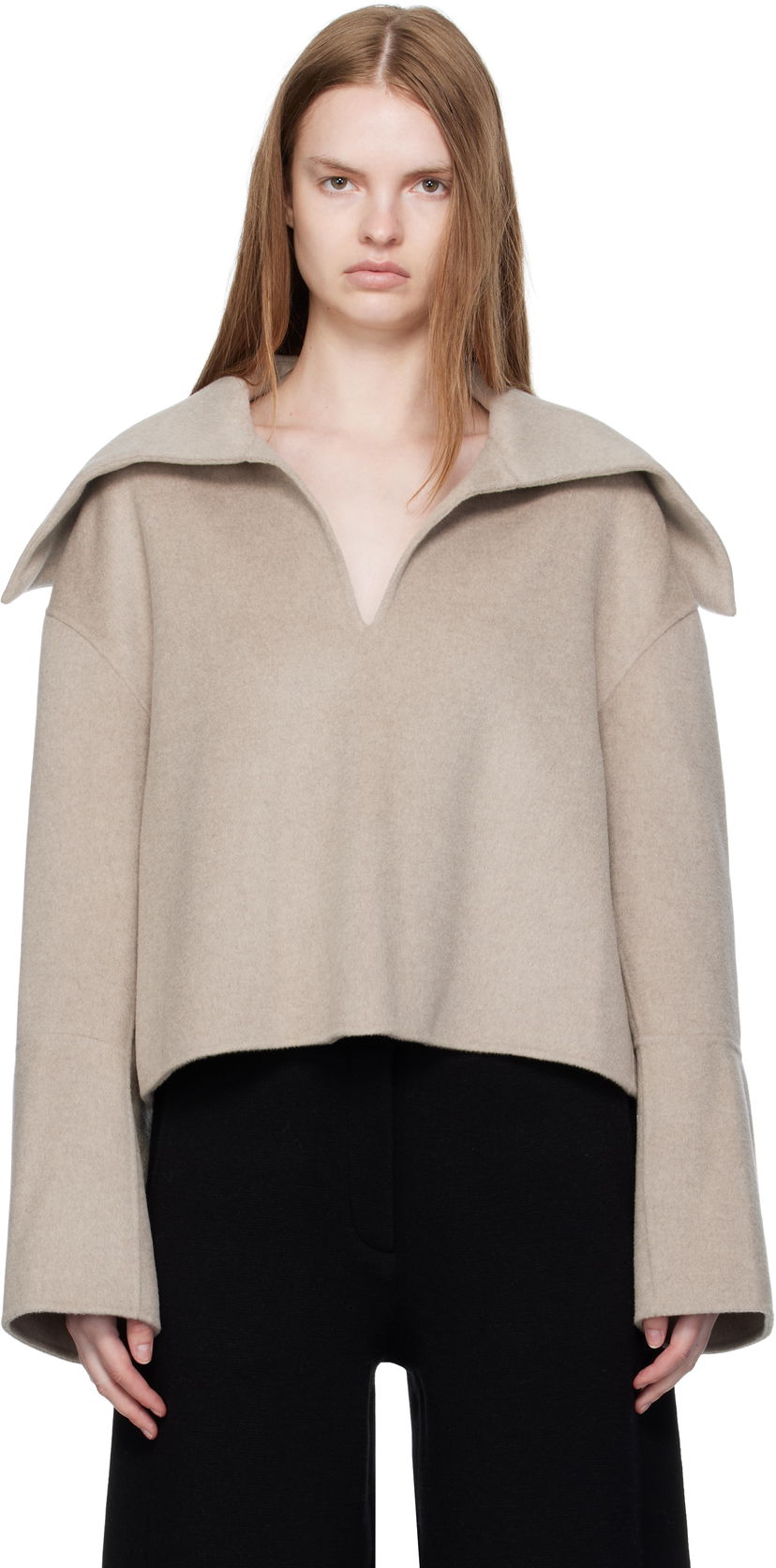 Villapaita Nanushka Nanushka Maxe Cropped Wool Sweater Beige | NW25PFJK12992