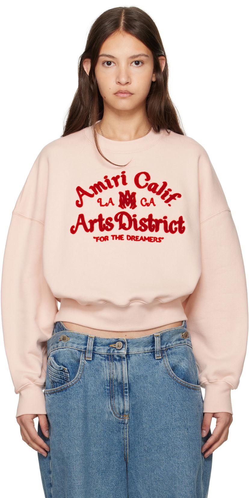 Huppari AMIRI 'Arts District' Cropped Sweatshirt Vaaleanpunainen | AWJYCW1020