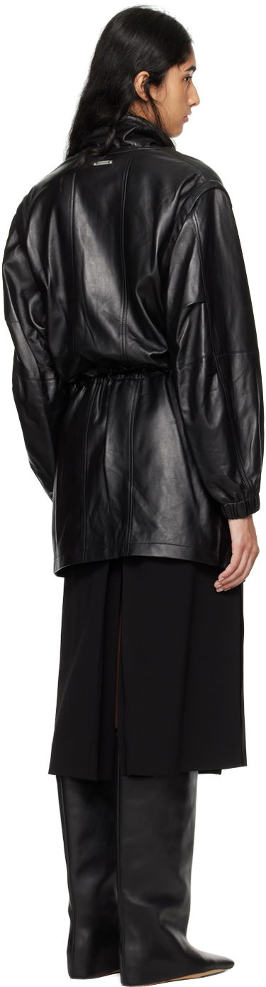 Tuulitakki Helmut Lang Helmut Lang Leather Anorak Musta | O04HW606, 2