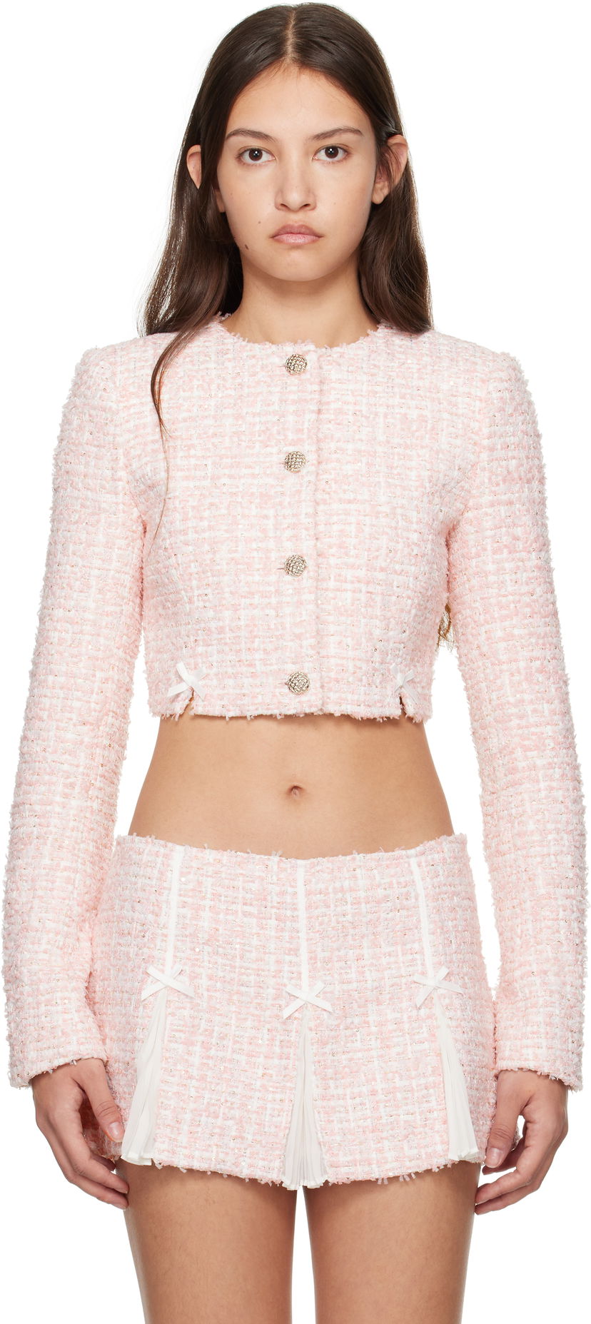 Takki GUIZIO Guizio Colette Cropped Tweed Jacket Vaaleanpunainen | H24702W114